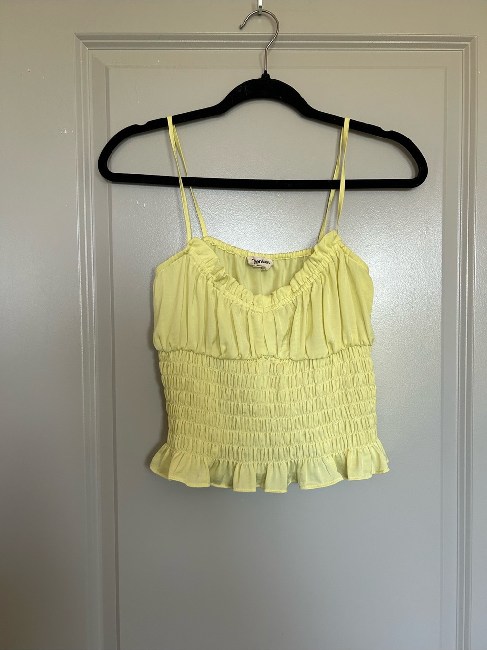 Women’s Open Edit Smocked Ruffle Cami Tank Top - Yellow
